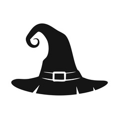 Black Silhouette of a Witch Hat with Belt Detail Halloween