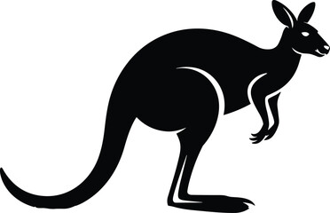 Kangaroo silhouette isolated vector, Australian animal design, wildlife symbol art, black kangaroo graphic, marsupial illustration, jumping kangaroo outline