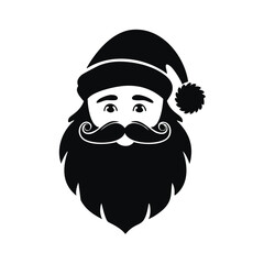 Black silhouette of Santa Claus's face with hat beard