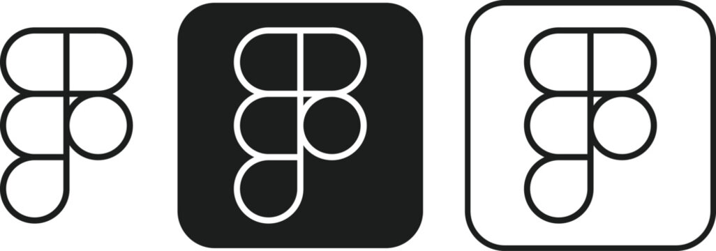 Figma application logos. popular social media logos. collaborative design platform.  creative software branding visuals