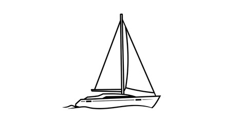 Simple black line illustration of a sailboat on a white background.