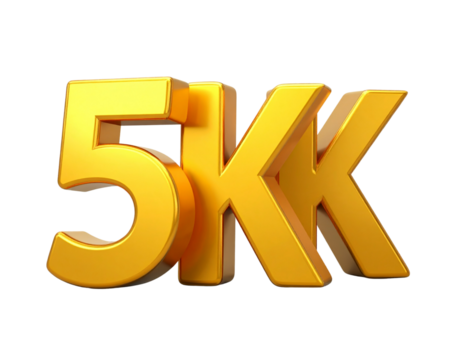 Minimalist trio of 5K golden signs isolated on transparent background PNG - Powered by Adobe