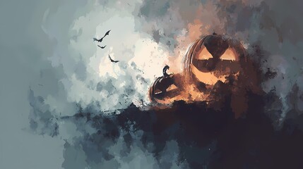 Zwei lachende, gruselige Halloween K&uuml;rbisse.