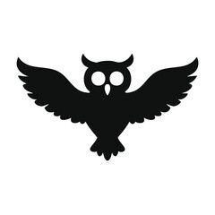 Flying Owl Silhouette with Wings Spread Keywords: owl, bird, silhouette, flying, wings spread