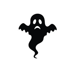 Sad Black Ghost Silhouette on White Background unhappy
