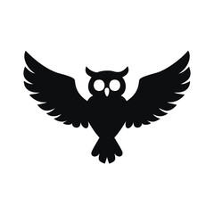 Flying Owl Silhouette with Wings Spread Keywords: owl, bird, silhouette, flying, wings spread