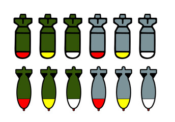 Air bomb multicolor set,  on isolated transparent background