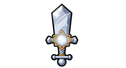 Obraz premium Cartoon Sword Illustration: Fantasy Weapon, Game Asset
