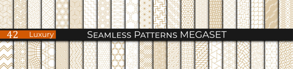 seamless geometric luxury golden pattern set, collection of 90s patterns