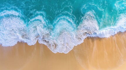 Overhead Paradise: Turquoise Waters, Golden Beach, Swirling Foam