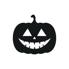 Smiling Black Halloween Pumpkin Icon jack o lantern