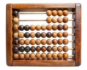 An old wooden abacus a retro counting tool for mathematics and finance  isolated on white background ,PNG.AI Generated.
