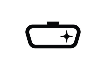 Clean car mirror icon with sparkle symbol