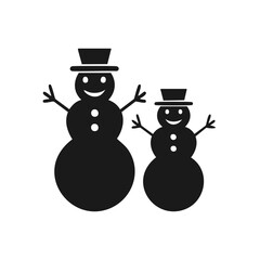Two Snowmen Silhouettes with Top Hats snowman winter