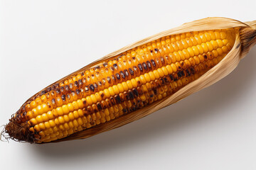 Golden corn with charred spots and tied husk promoting youth engagement with food culture
