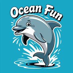 Obraz premium Playful dolphin leaping from water splashing ocean