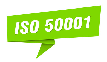 iso 50001 banner. iso 50001 speech bubble, label, sticker, sign template