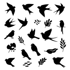Elegant Bird Silhouettes A Collection of 24 Vector Illustrations