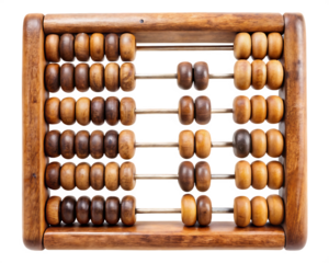 An old wooden abacus a retro counting tool for mathematics and finance  isolated on white background ,PNG.AI Generated.