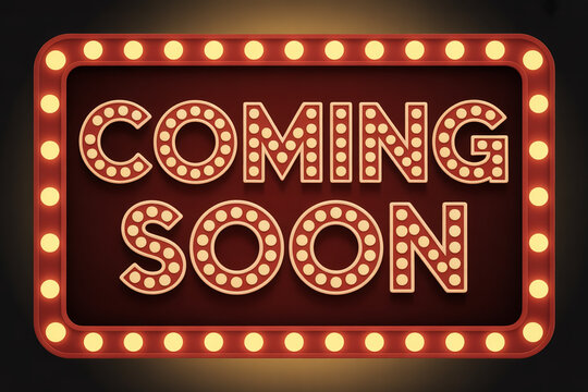 Exciting announcement imminent with vintage marquee sign glowing bright, building anticipation for your next big reveal or product launch