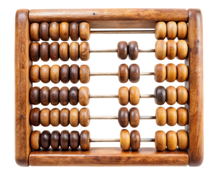 An old wooden abacus a retro counting tool for mathematics and finance isolated on white background ,PNG.AI Generated.