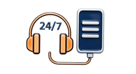 Isolated Customer Support Icon with 24/7 Symbolism, Help Desk Concept-Assistance always available