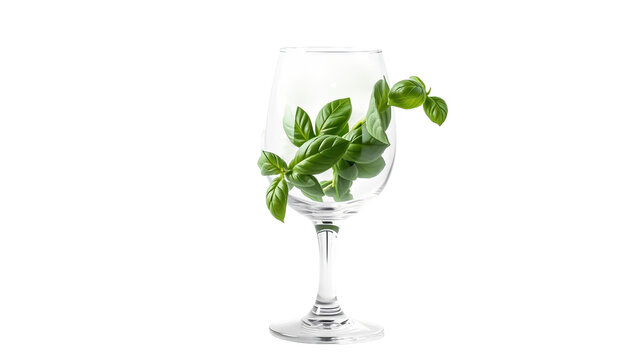 Fresh Basil Leaves in a Wine Glass A Refreshing Culinary and Aesthetic Composition