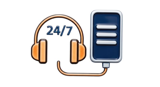 Isolated Customer Support Icon with 24/7 Symbolism, Help Desk Concept-Assistance always available