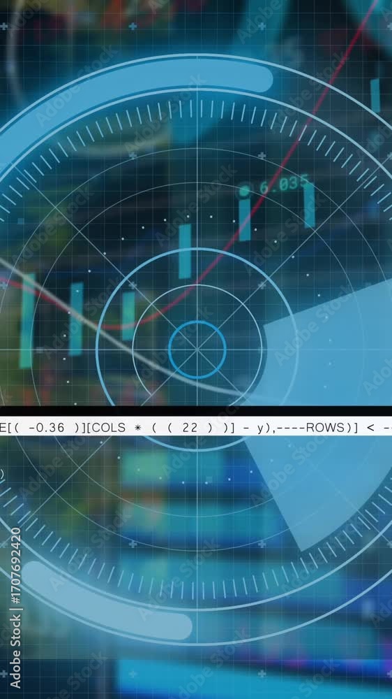 Poster animation of data processing over black background