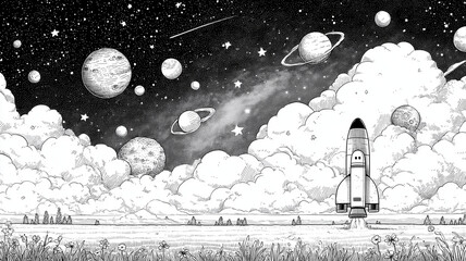Kolorowanki dla dzieci – kosmos, planety, rakiety i astronauci do kreatywnego malowania i zabawy edukacyjnej