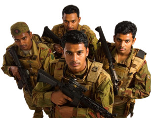 Squad of Soldiers with Guns, Top-Down Perspective, Isolated