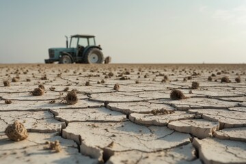 Tractor on Parched Farmland