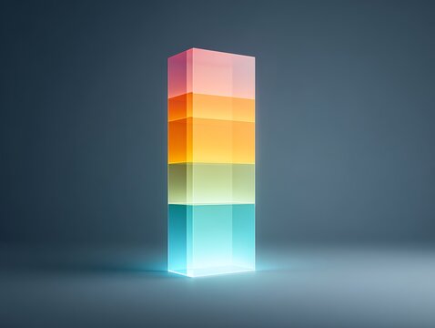 Sleek layered area chart glowing bright - Powered by Adobe