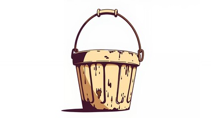 Handmade Bucket on White Background
