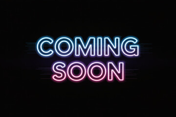 Dynamic neon sign glows with vibrant blue and pink hues, announcing exciting new projects and future events with captivating anticipation