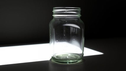 Transparent Glass Jar Against Dark Background