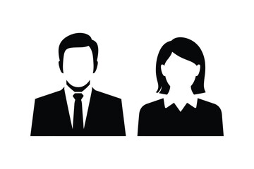 Professional business man and woman silhouette icons