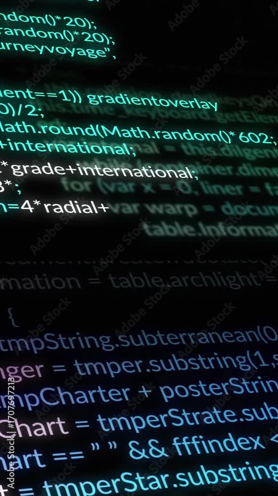 Poster data processing over green computer servers on black background