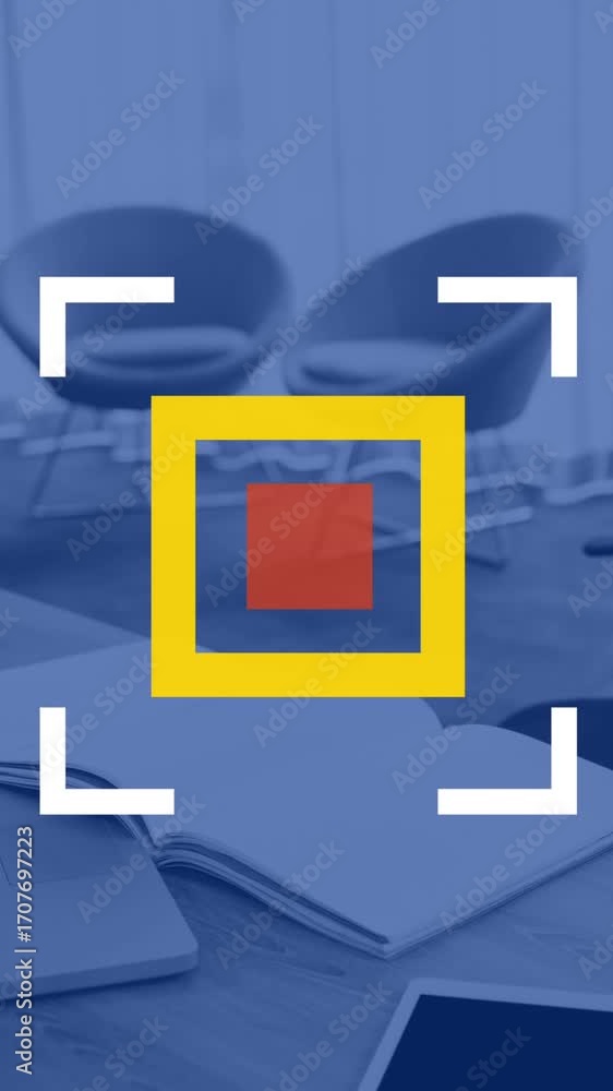 Poster animation of data processing over laptop in office