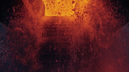 ゲリラ豪雨と歩道橋｜ネオンに照らされる滝のような水しぶき