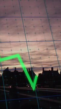 Animation of financial data processing over london cityscape