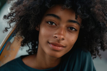 Generative AI Portrait of a Youthful Teenager in a Skate Park with Hipster Style and Skater Vibes