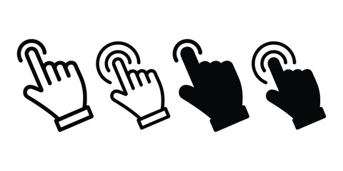Hand cursor tap and click vector icons isolated on white background finger touch screen symbol