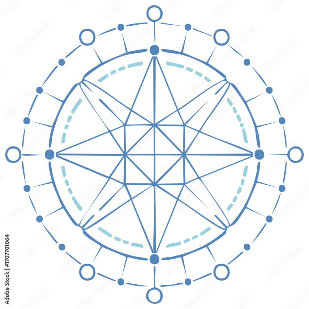 Poster geometric abstract starburst connecting dots network pattern