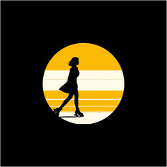 silhouette of a women walking on the street