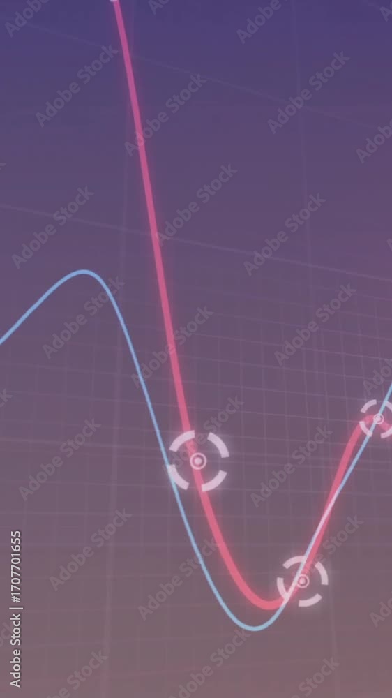 Poster animation of data processing on blue background