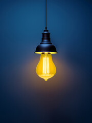 Black pendant lamp casting glow for teaching lighting principles and minimalist interior design
