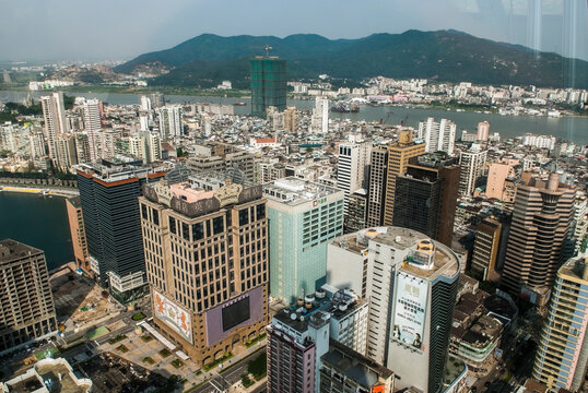 Aerial view from Grand Lisboa hotel, Macau, Special Administrative Region, China, Asia