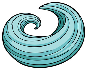 Oceanic Whirlwind Graphic Design Element Depicting Swirling Blue Waves and Currents with Curving Lines and Energetic Movement