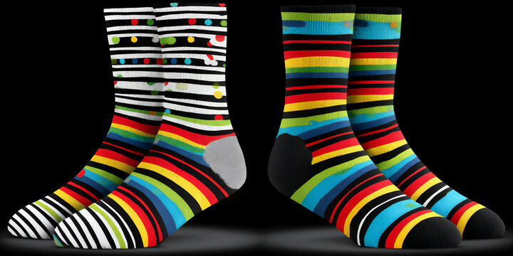 Naklejki retro roller skates striped socks sticker.